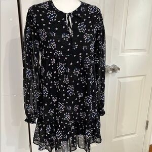 Urban Outfitters Black Dress with Purple and Blue Floral Design size S